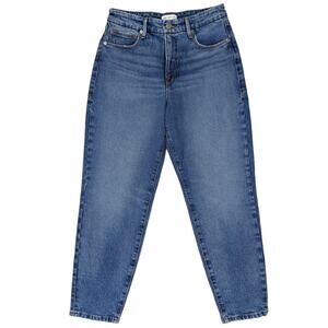 Good American High Rise Tapered Mom Jeans Medium Wash Denim Size 26